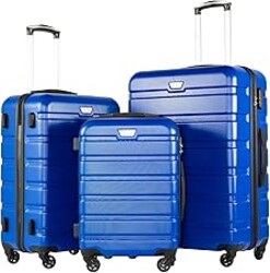 Coolife 3-Piece Lightweight Hardside Spinner Luggage Set with TSA Lock