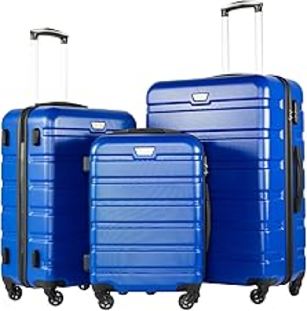 Coolife 3-Piece Lightweight Hardside Spinner Luggage Set with TSA Lock