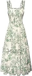 Scarlet Darkness Floral Dress for Women 2026 Flowy Sundress Smocked Cottagecore Dresses