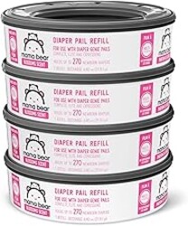 Amazon Brand - Mama Bear Blossoms Scented Diaper Pail Refills for Diaper Genie Pails with Odor Elimination, 1080 Count (4 Packs of 270 Count)