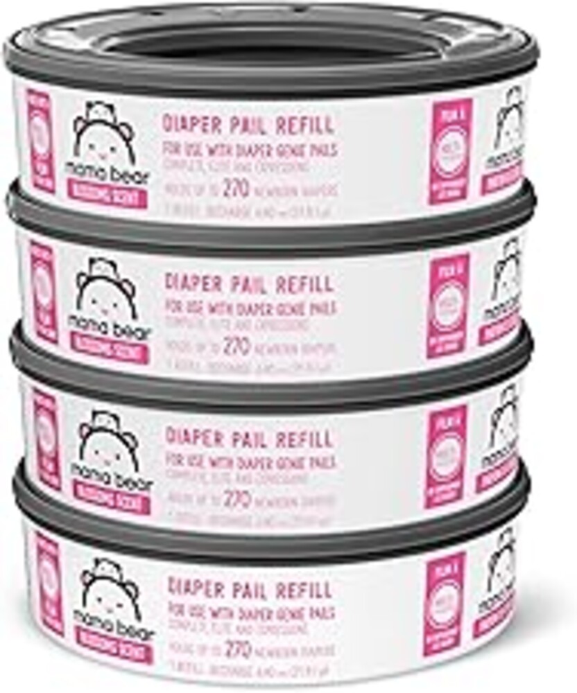 Amazon Brand - Mama Bear Blossoms Scented Diaper Pail Refills for Diaper Genie Pails with Odor Elimination, 1080 Count (4 Packs of 270 Count)