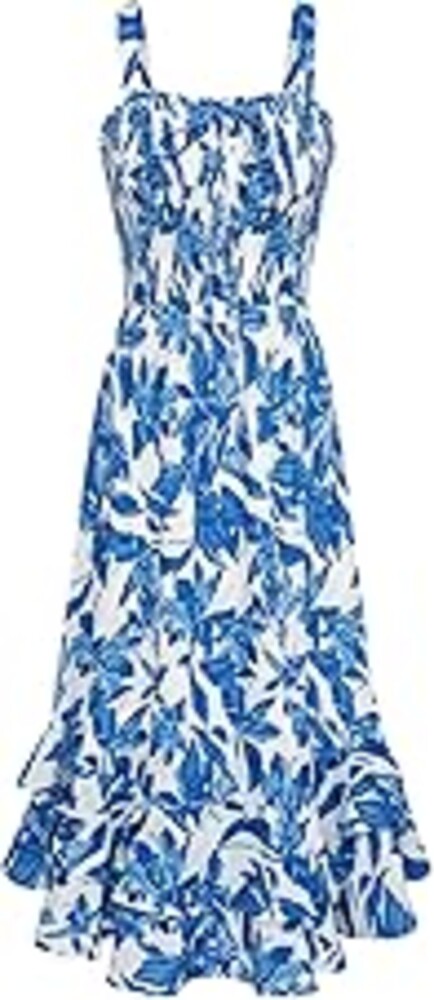 GRACE KARIN Women's 2026 Summer Floral Boho Dress Square Neck Strapped Swing A Line Sundress Beach Long Maxi Outfits
