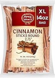 Spicy World Cinnamon Sticks 14 Oz Bag ~100 Sticks - Strong Aroma, Perfect for Baking, Cooking & Beverages - 3+ Inches Length - Cassia Saigon Cinnamon from Vietnam