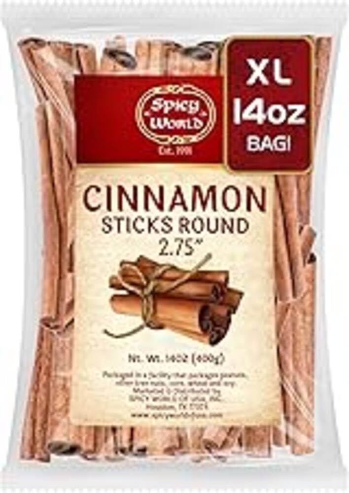 Spicy World Cinnamon Sticks 14 Oz Bag ~100 Sticks - Strong Aroma, Perfect for Baking, Cooking & Beverages - 3+ Inches Length - Cassia Saigon Cinnamon from Vietnam