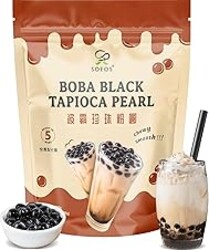 Soeos Boba Pearls, Black Tapioca Pearls 2.2 lb (998 g), Traditional Chewy Boba Pearls for Bubble Tea, Smoothies & Dessert, Ready to Cook