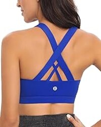 RUNNING GIRL Sports Bras for Women,Padded Strappy Sports Bras Criss-Cross Back Medium Support Sports Bras with Removable Cups