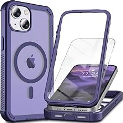 Ratcase Magnetic for iPhone 15 Case,[Screen Protector] [Compatible with MagSafe][Military Grade Drop Protection][Heavy Duty Protection][Shockproof] 2-Layer Durable Bumper Phone Case 6.1"-Purple