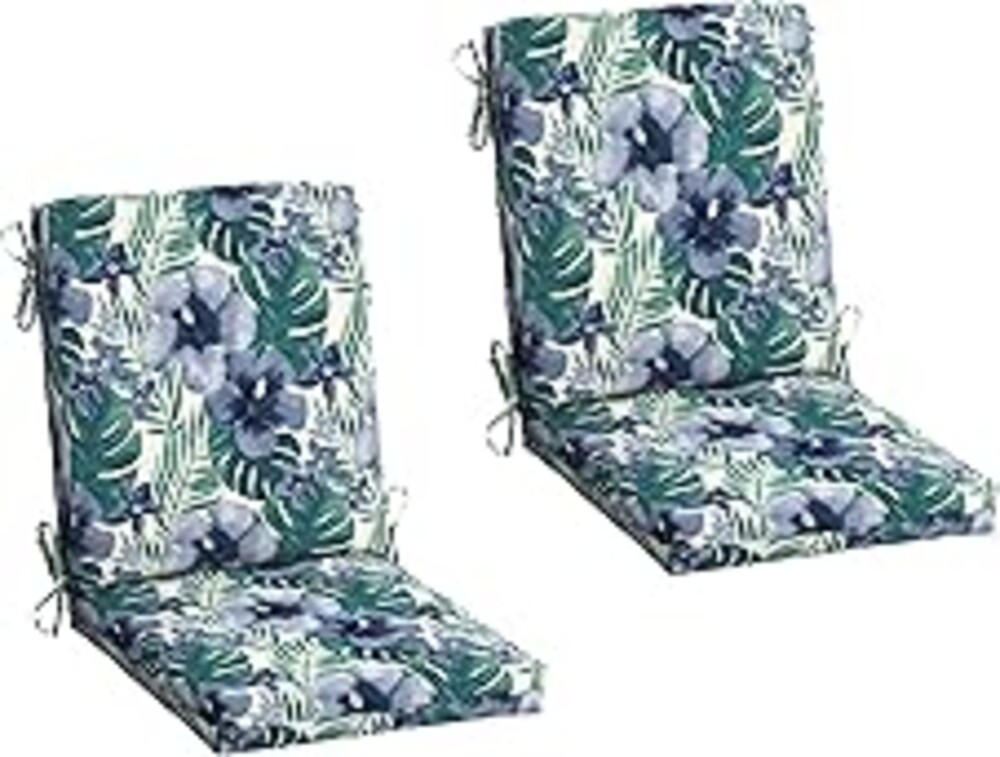 Arden 2-Pack Outdoor Patio Dining Chair Cushion, 20x44, Rain-Proof Seat Pad, Fade-Resistant Outdoor Cushion Salome Tropical