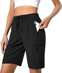 Hugut Women's Lightweight Hiking Cargo Shorts Quick Dry Athletic Shorts Camping Travel Golf Zipper Pockets Water Resistant