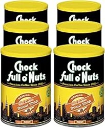 Chock Full o' Nuts Donut Shop Ground Coffee – Premium Beans in Recyclable Steel Can – Rich Flavor & Aroma, Medium Roast – Perfect for Drip, Pour-Over, Percolator – 10.2 Oz Can, Pack of 6