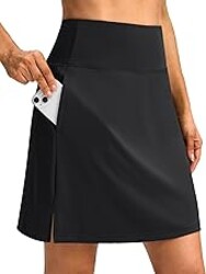 SANTINY 18" Skorts for Women 3 Pockets High Waist Long Athletic Tennis Skirt Golf Skort for Casual Summer Travel