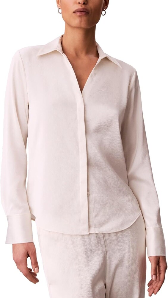 Calvin Klein Women's Hammered Satin Fitted Shirt