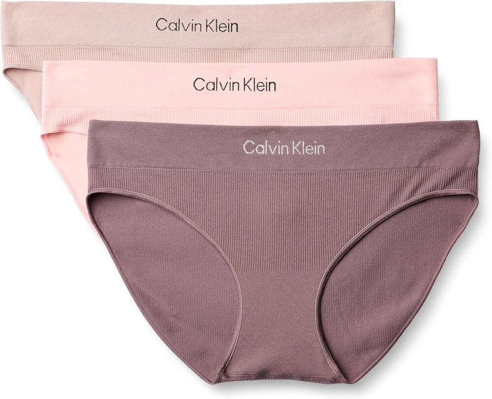 Calvin Klein Women's Microfiber Seamless Rib Bikini Panties, 3 Pack