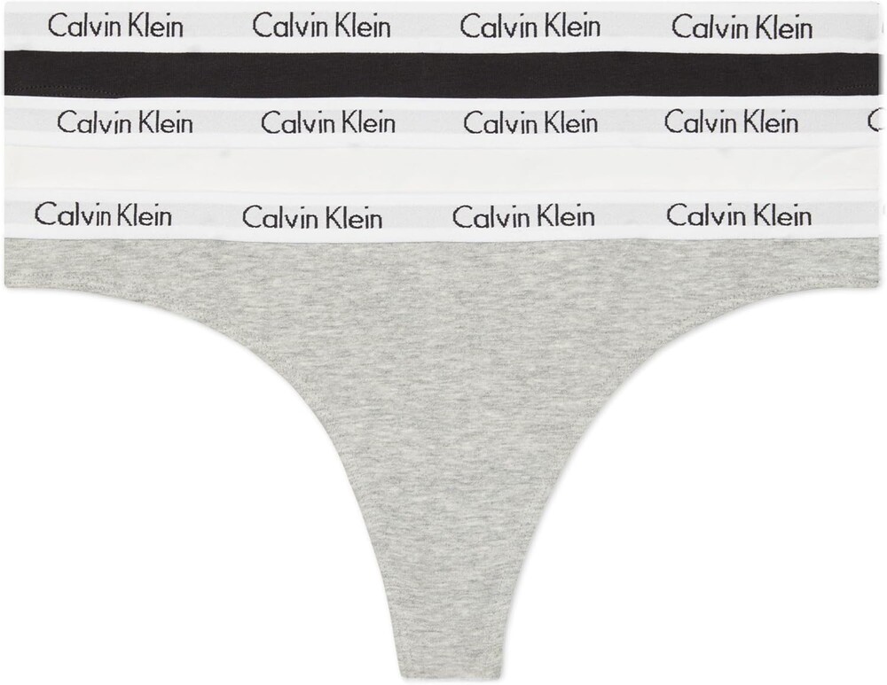 Calvin Klein womens Carousel Logo Cotton Stretch Thong Panties, Multipack
