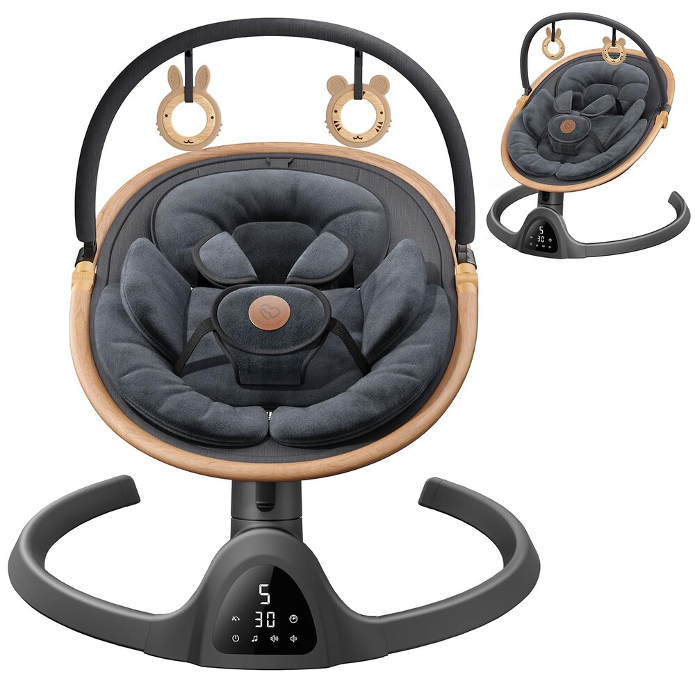 Baby Swings for Infants, Fasonbaby Bluetooth Infant Swing with Music Speaker with 3 Seat Positions, 5 Speeds and Remote Control - Portable Baby Swing for Indoor and Outdoor (Black)