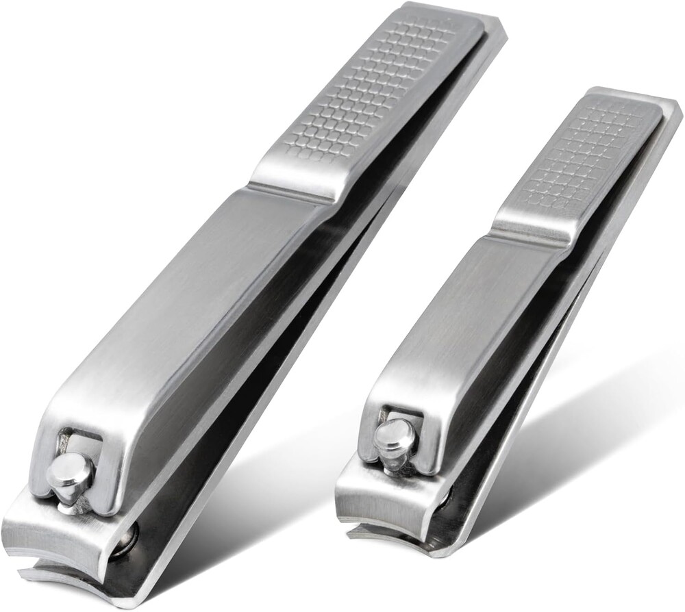 Nail Clipper Set, Premium Stainless Steel Fingernail and Toenail Clipper Cutters, Sharp Effortless Heavy Duty Nail Clippers Cutter Set for Men & Women(2 Piece Set - Silver)