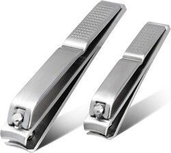 Nail Clipper Set, Premium Stainless Steel Fingernail and Toenail Clipper Cutters, Sharp Effortless Heavy Duty Nail Clippers Cutter Set for Men & Women(2 Piece Set - Silver)