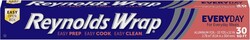 Reynolds Wrap Everyday Strength Aluminum Foil Roll, Freezer Safe and Grill Safe, Great for Foil Packets and Home Cooking, 12 Inches Wide, 30 Total Sq. Ft.