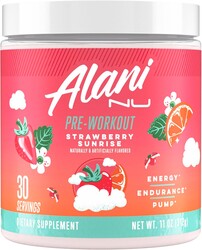 Alani Nu Pre Workout Powder Strawberry Sunrise, Amino Energy Boost, Endurance Supplement, Sugar Free, 200mg Caffeine, L-Theanine, Beta-Alanine, Citrulline, 30 Servings
