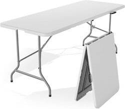 Sweetcrispy 6 FT Folding Picnic Table Easy to Fold and Store, Foldable Table for Camping Picnic Dining Party Kitchen Outdoor Indoor with Carrying Handle