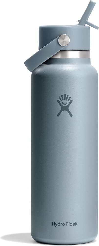 Hydro Flask Water Bottle - Insulated Stainless Steel - Wide Straw Lid, Non Spill, Leakproof in 40 Oz Shale Gray