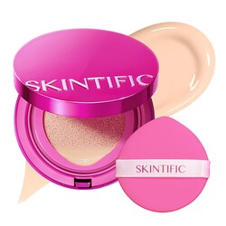SKINTIFIC Pink Glow Cushion Foundation #1CN Cool Vanilla| Medium Coverage, Natural Glow Finish, Moisturizing for Dry Skin, Lightweight, Long-Lasting & Oxidation-Resistant