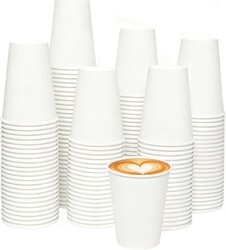 120 Count 12 oz Disposable Paper Coffee Cups - White Paper Cups, Perfect for Cold and Hot Drinks, Food-Grade Paper, Thickened