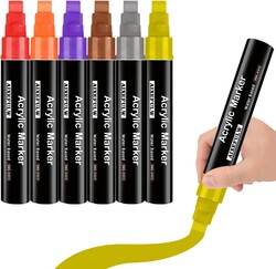 6 Color Poster Marker, 3 in 1 Felt Tip 10mm Acrylic Paint Markers for Poster, Stone, Ceramic, Glass, Wood, Canvas, Metal, Plastic, Fabric.