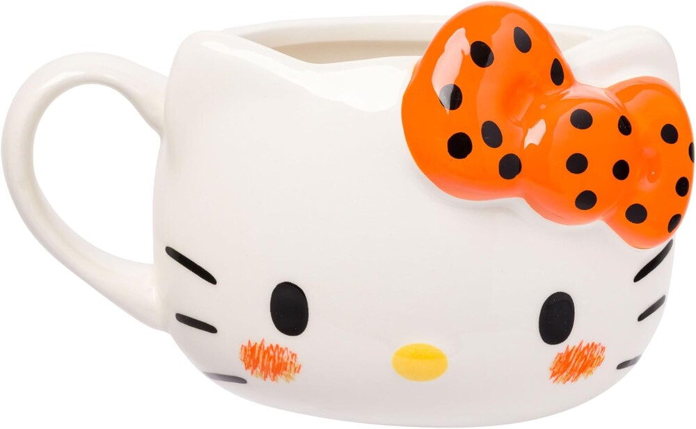 Silver Buffalo Sanrio Hello Kitty Halloween Orange and Black Bow Ceramic 3D Sculpted Mug, 20 Ounces