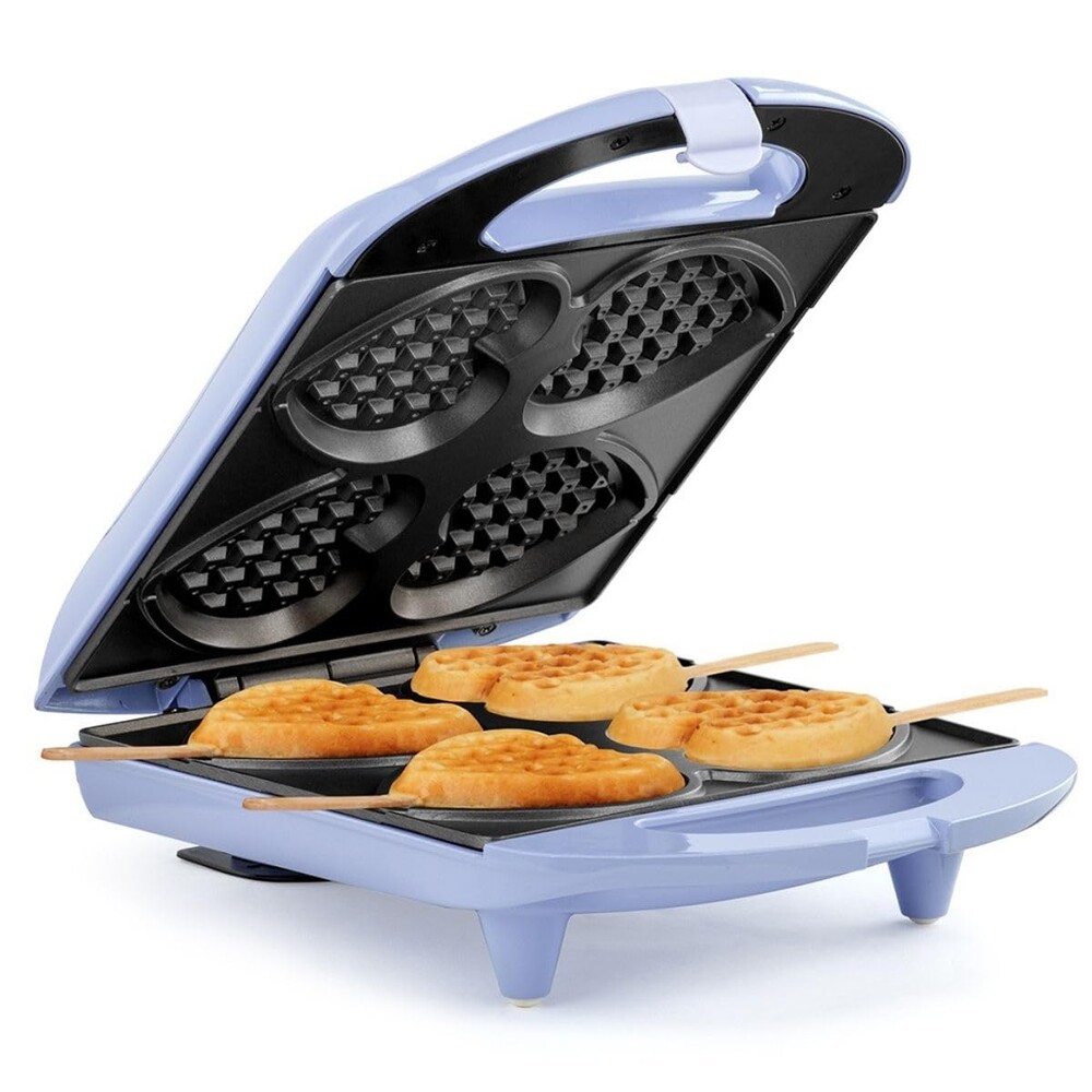 Holstein Housewares - Non-Stick Heart Waffle Maker, 120 Volts, Lavender - Makes 4 Heart-Shaped Waffles in Minutes