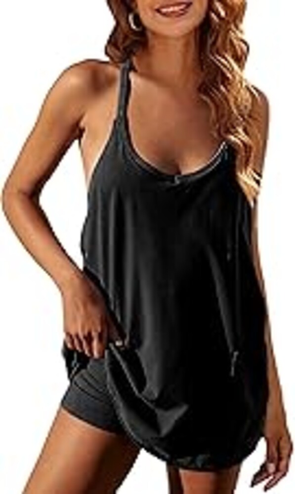 Faleave Women's Summer Sleeveless Mini Dress Athletic Dress Spaghetti Strap Short Tennis Dress with Pockets
