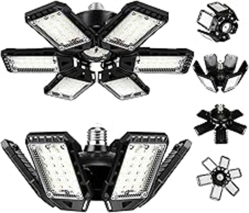 LED Garage Lights Bulb 2 Pack 180W 18000LM 6500K Led Shop Light with 6 Plus 1 Deformable Panels Basement Barn Ceiling Lights for E26/E27