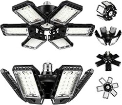 LED Garage Lights Bulb 2 Pack 180W 18000LM 6500K Led Shop Light with 6 Plus 1 Deformable Panels Basement Barn Ceiling Lights for E26/E27