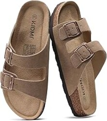 KIDMI Unisex Summer Sandals Arch Support Cork Footbed Slide Sandals with Double Adjustable Buckle for Women Men