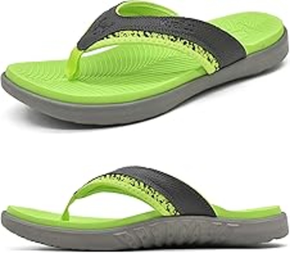 KuaiLu Mens Sport Flip Flops Comfort Orthotic Thong Sandals with Plantar Fasciitis Arch Support Outdoor Summer Beach Size 7~15