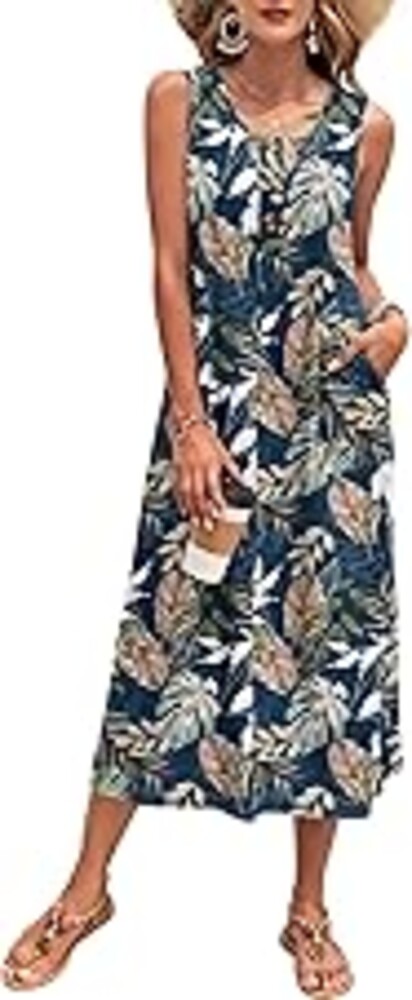 MOLERANI Women's Summer Maxi Dress 2026 Sleeveless Button Down Casual Loose Long Beach Sundress Travel Vacation Outfits