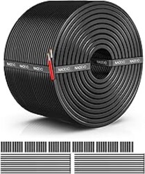 NAOEVO 14 Gauge Wire 2 Conductor Electrical Wire, 14 AWG Stranded PVC Cord, 12V Low Voltage/Tinned Copper/Flexible Cable for Automotive Wiring, Lamp Cord, Marine Cable (100FT)