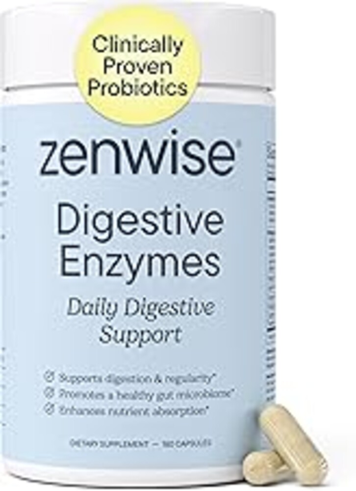 Zenwise Health Digestive Enzymes with Bromelain & Papaya - Multi Enzymes Digestion Supplement with Probiotics & Prebiotics for Gut Health, Gas & Bloating Relief - Men & Women - 180 Vegetarian Capsules