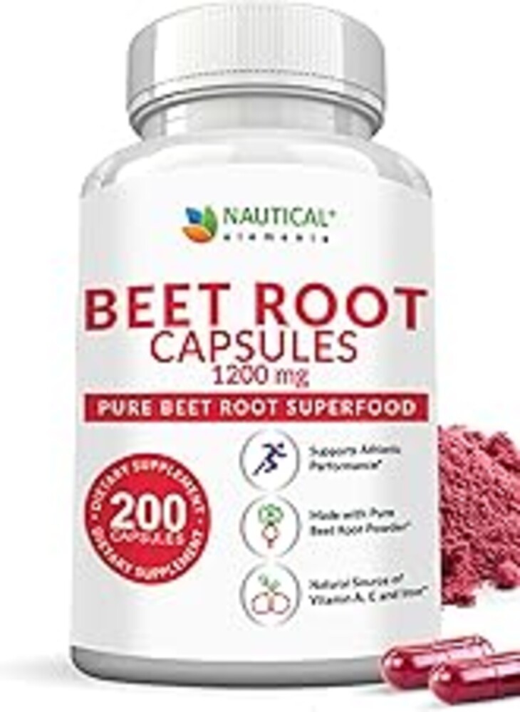 Beet Root Capsules - 1200mg Per Serving - 200 Beet Root Powder Capsules - Beetroot Powder Supports Blood Pressure, Athletic Performance, Digestive, Immune System (Pure, Non-GMO & Gluten Free