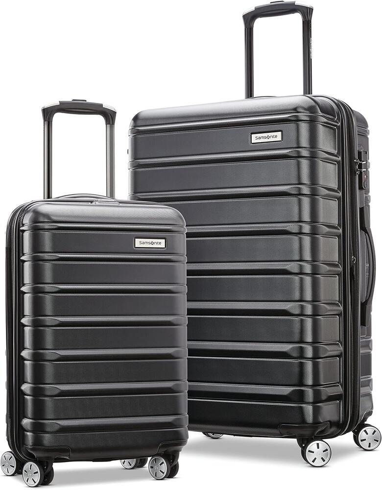 Samsonite Omni 2 Hardside 2 Piece Set - Includes Global Carry-On & Medium Checked Suitcases - 360° Dual Spinner Wheels - Integrated TSA Lock & Expansion - Amazon Exclusive - Midnight Black