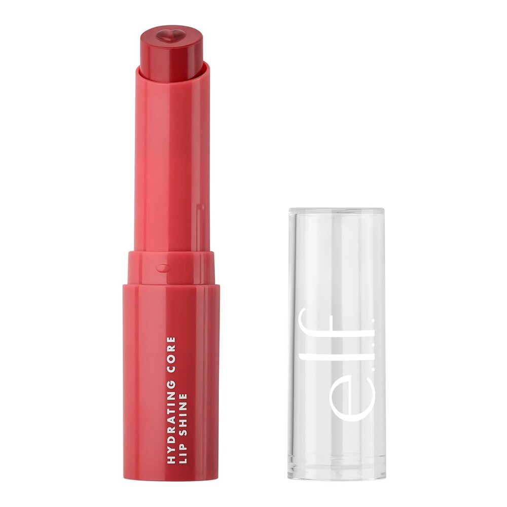e.l.f. Hydrating Core Lip Shine with Shea Butter & Vitamin E, Tinted Lip Balm for A Smooth, Glossy Finish & Long-Lasting Moisture, Joyful Pink Rose