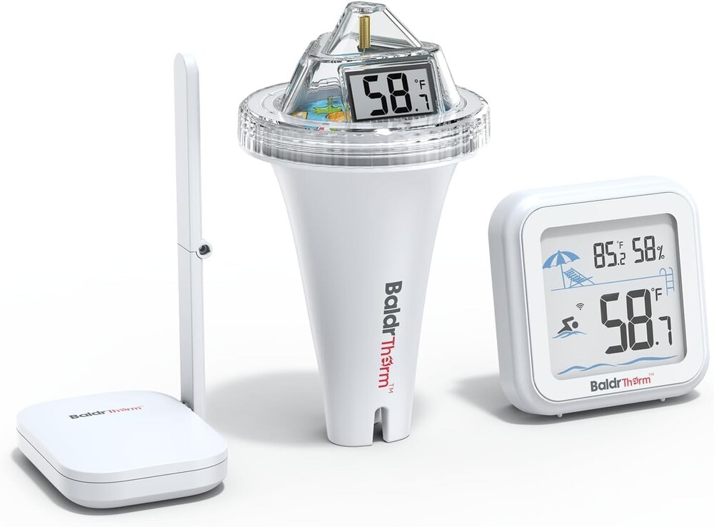 BaldrTherm WiFi Smart Pool Thermometer with Gateway, Anti-Fog 360° Reading, IPX7 Waterproof & Remote App Notifications for Swimming Pools, Hot Tubs, Ice Baths, Spas, Aquariums & Ponds