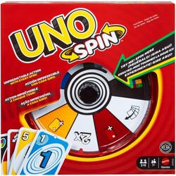 Mattel Games UNO Spin Card Game for Kid, Adult & Family Nights, Classic Play with Toy Spinner, New Challenges & Rules, Rainy Day Activity