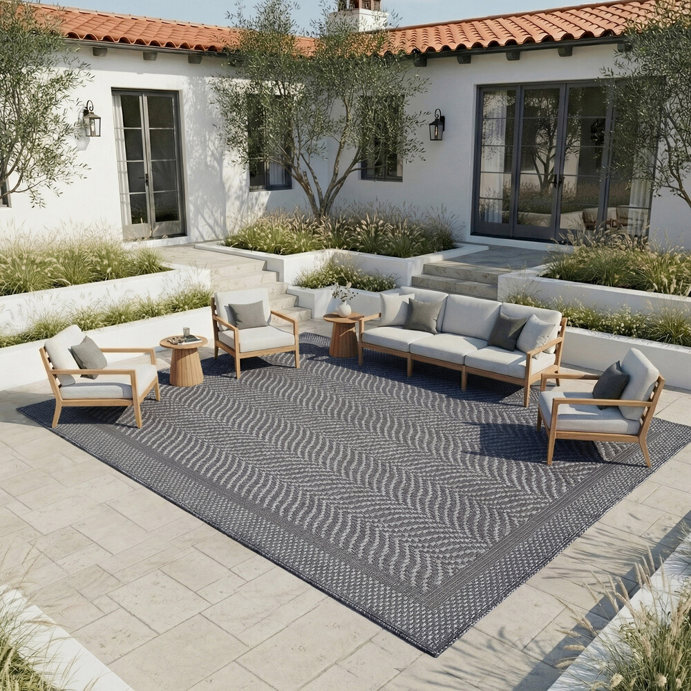 Laguna Indoor/Outdoor Area Rug, Aditi Silver Iron, 8'8” x 13'
