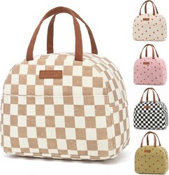 Lunch Bag for Women Men, Reusable Lunch Box, Insulated Lunch Pail bag with Large Capacity, Cute Corduroy Lunch Tote Bags, Cooler Lunch Container for Work Travel Office Picnic