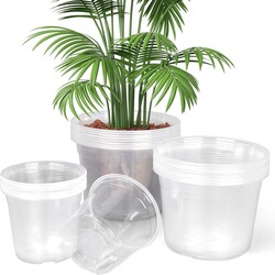 6/8/10 Inch Large Clear Nursery Pots with Drainage, 24 Pack Plastic Plant Pots for Seedlings Flowers Succulents Vegetable, Indoor Outdoor Gardening (6/8/10 Inch-24Pack)