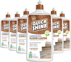 Quick Shine Hardwood Floor Luster-Polish 27oz-6pk | Plant-Derived w/Carnauba | Safer Choice, No PFAS, pH Neutral | Ready to Use Formula w/Anti-Slip Technology | Simply Squirt & Spread | Made in USA