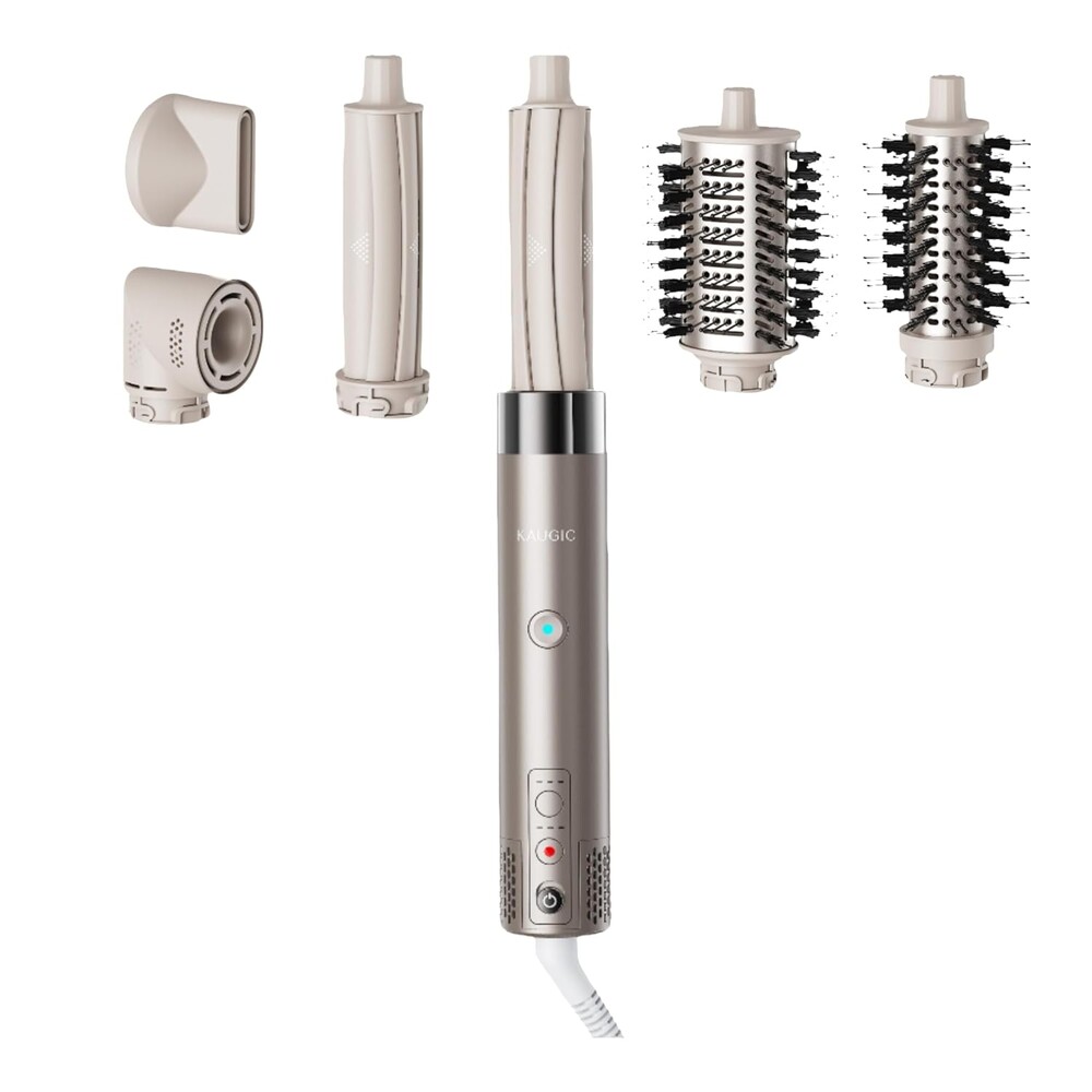 KAUGIC 6 in 1 Hot Air Hair Styler Dryer Multi-Styler - High Speed Hair Styling Tools with No Heat Damage, Auto Wrap Curler as A Gift for Fast Drying Curling Smoothing Volumizing Cool Shot