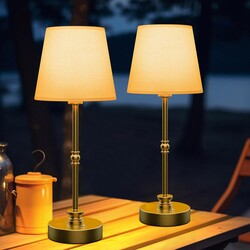 Rechargeable Table Lamp Cordless,5200mAH Battery Operated LED Lamp,3000K Stepless Dimming,Portable Touch Control Wireless Lamp for Dining Room Living Room Bedroom Restaurant Gold 2 Pack