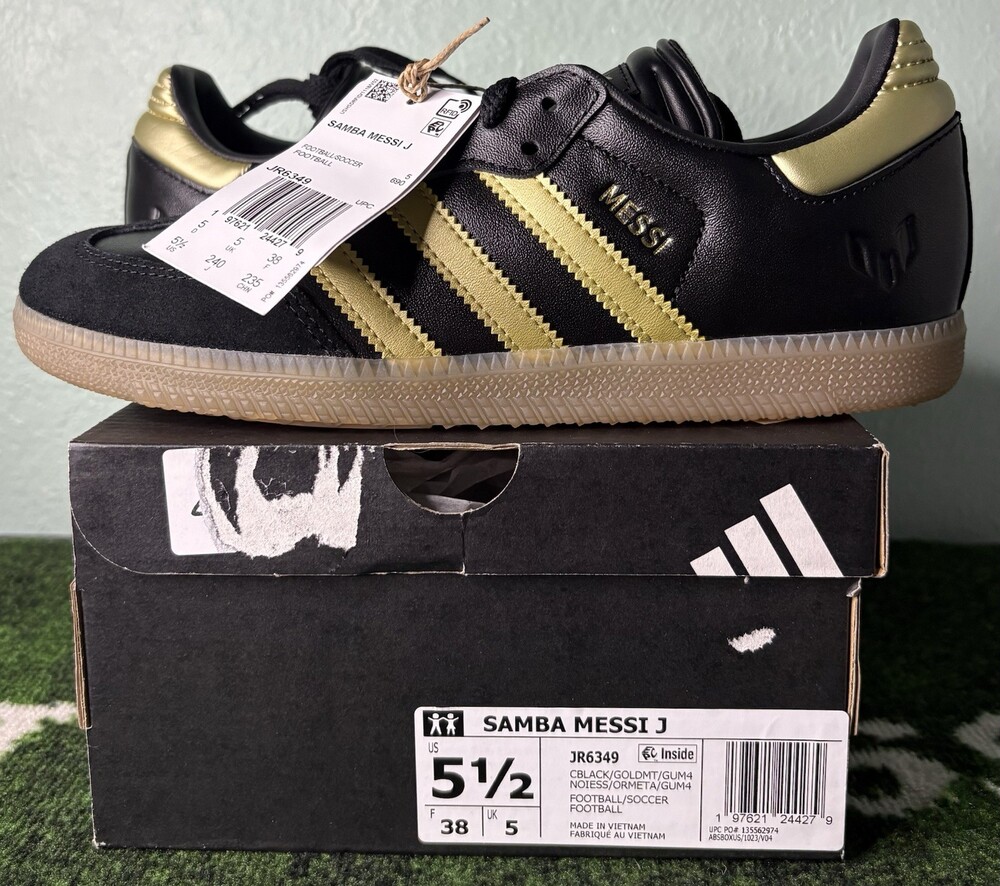 US Youth 5.5/Women’s 6.5 - Lionel Messi x Adidas Samba J “Triunfo Dorado” JR6349
